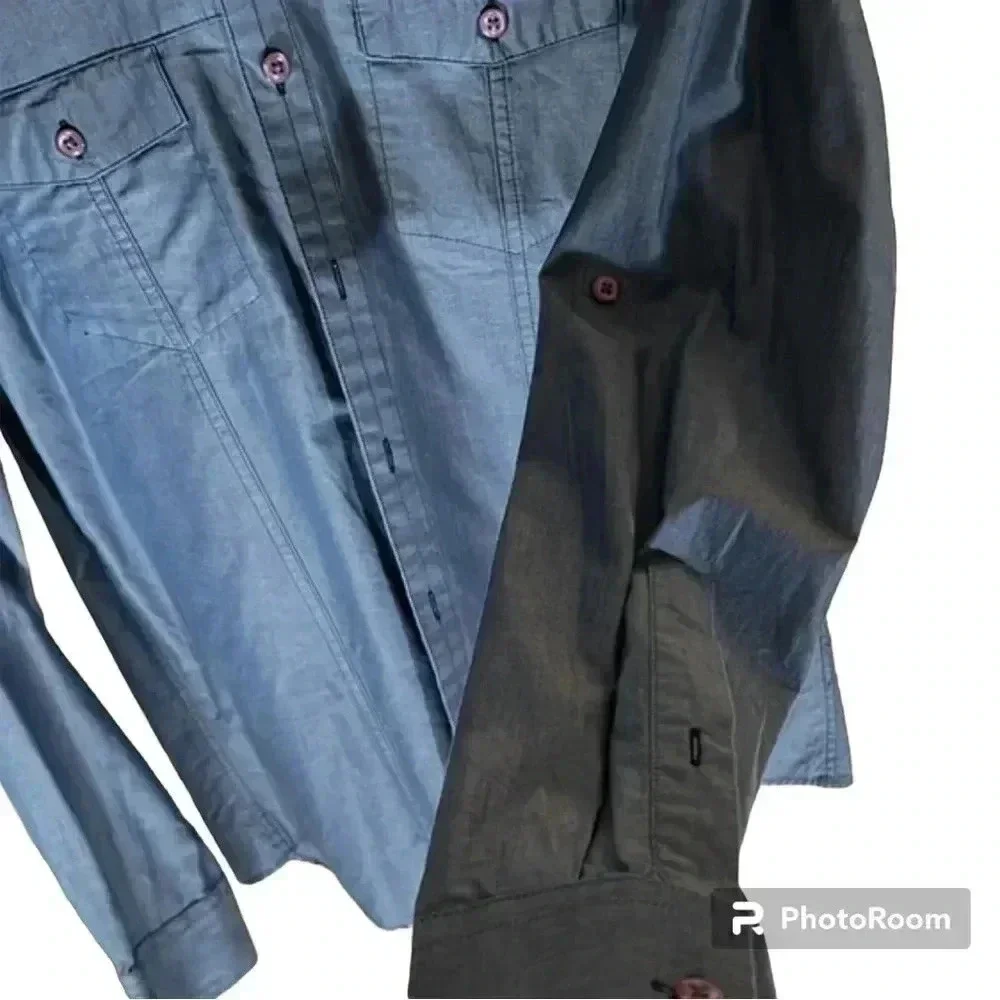 I.N.C men's long sleeve gray sports cotton shirt size small - Picture 4 of 7